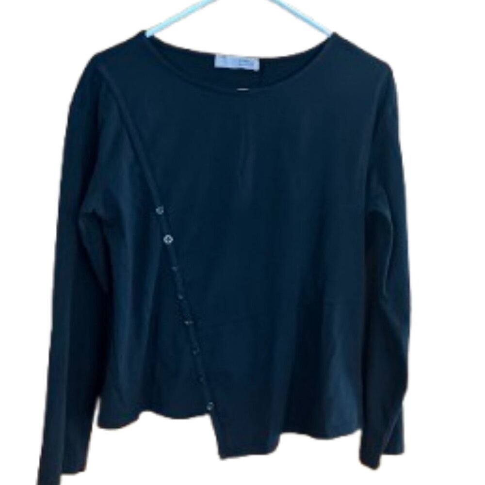 Amici black long sleeve shirt asymmetrical button Size M (WST010)